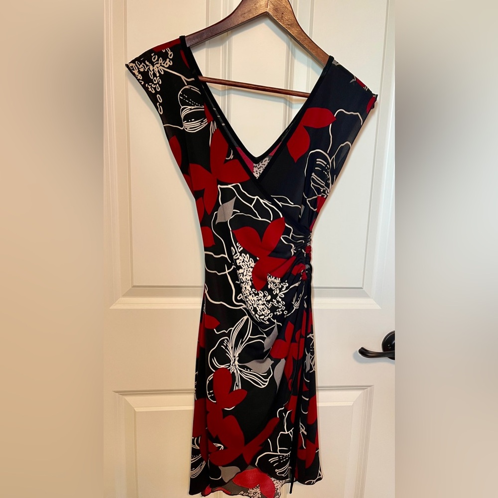 Le Chateau Black and Red Floral Maxi Dress